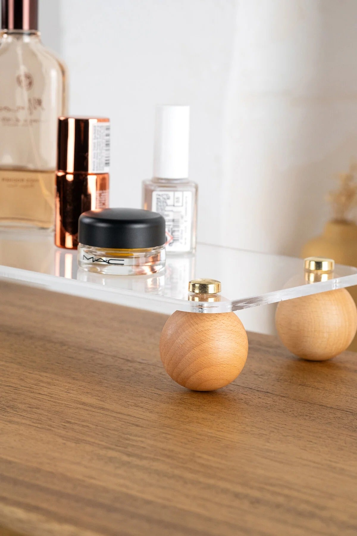 Ahşap Top Ayaklı Pinterest Şeffaf Organizer Düzenleyici Stant ORTADÖRTGENPLEX