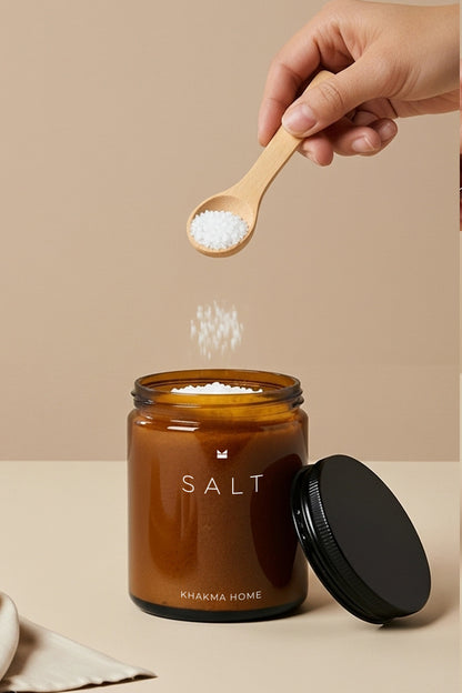 Amber Cam Tuz ve Karabiber Kavanozu Seti – Salt & Pepper Yazılı – 2'li Set / 250 ml