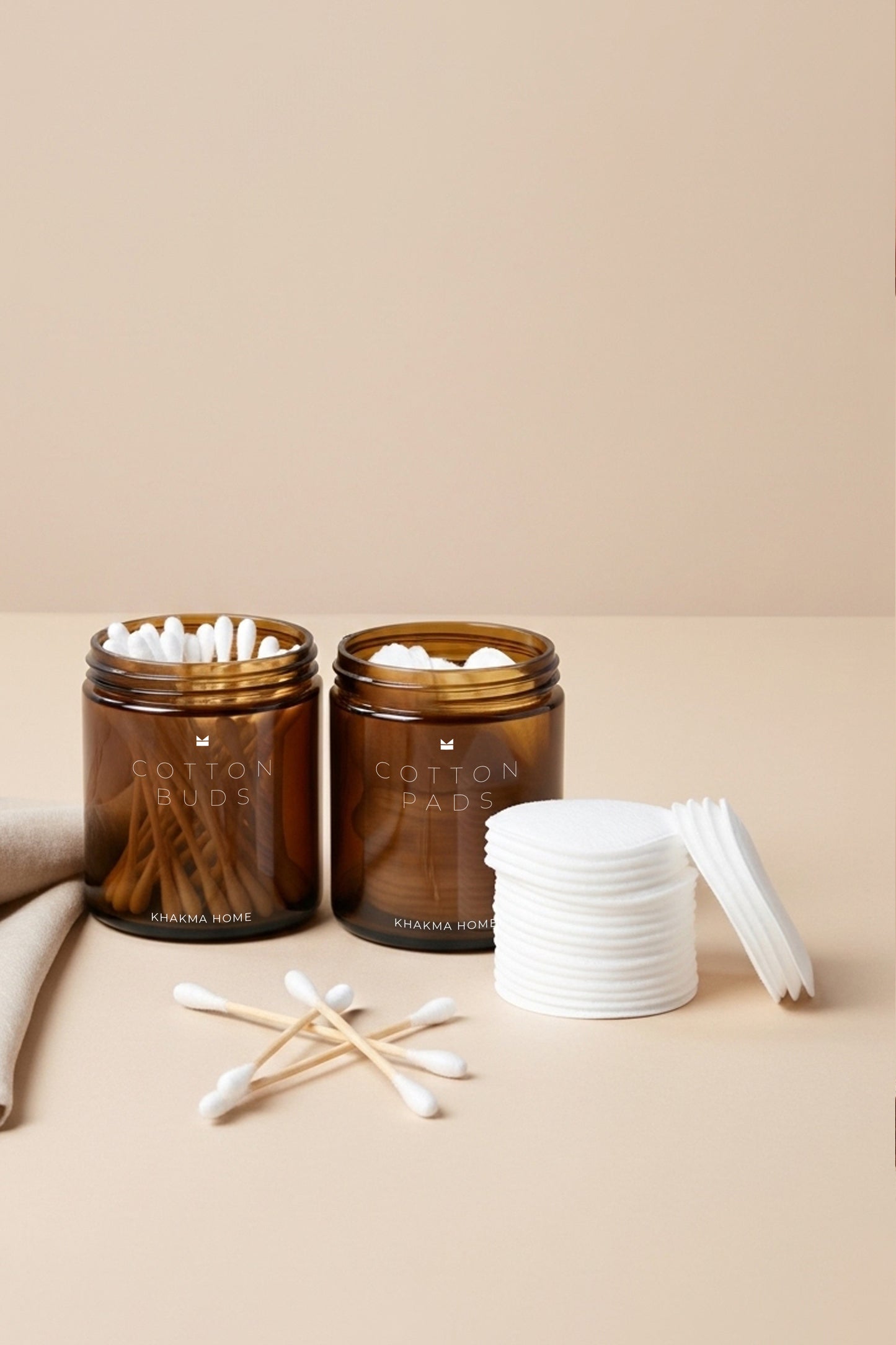 Amber Cam Banyo Organizer Seti – COTTON BUDS & COTTON PADS Yazılı – 2'li Set / 250 ml