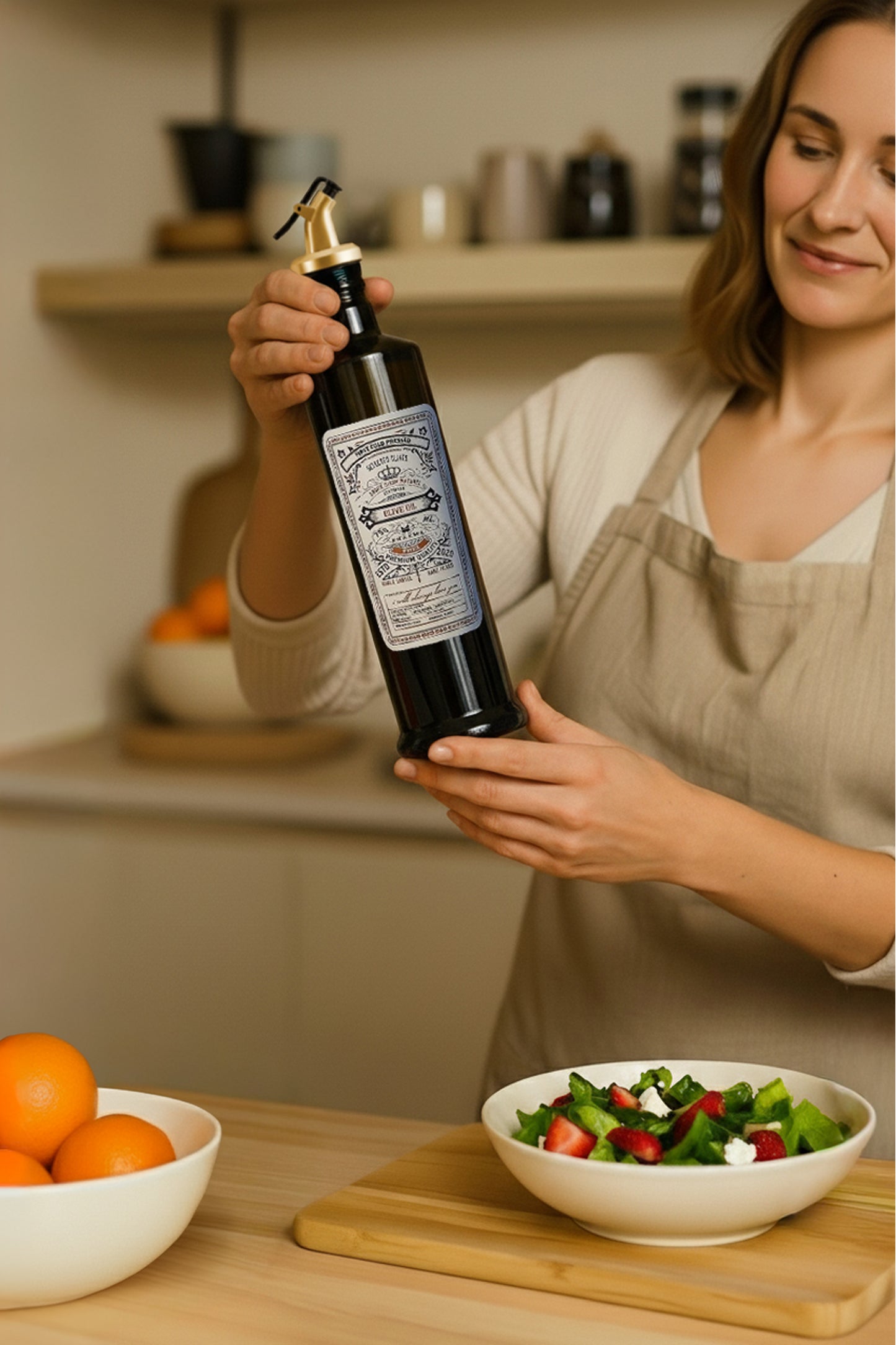 Siyah İtalyan Cam 750 ml 2'li Yağdanlık Seti - Ahşap Standlı -Damlatmaz Kapaklı Zeytinyağı Sıvıyağ