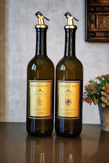 Amber Gold 2'li 750 Ml Zeytinyağı Sıvıyağ Şişesi Yağdanlık Yağlık 750gold