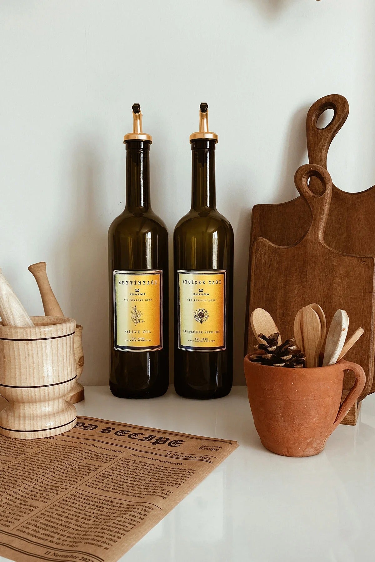 Amber Gold 2'li 750 Ml Zeytinyağı Sıvıyağ Şişesi Yağdanlık Yağlık 750gold