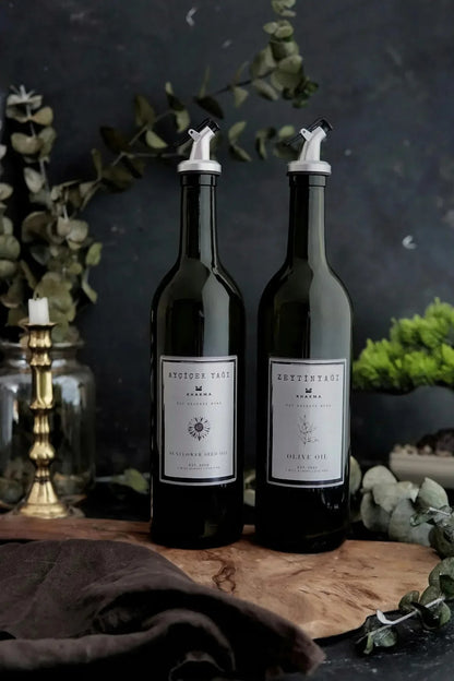 Gümüş Tasarım Amber 2'li 750 Ml Zeytinyağı Sıvıyağ Şişesi Yağdanlık Yağlık Stantsız