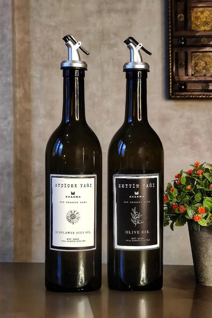 Amber 2'li 750 ml Zeytinyağı Sıvıyağ Şişesi Yağdanlık 750 Sb Za