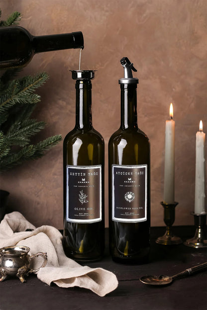 Amber 2'li 750 ml Zeytinyağı Sıvıyağ Şişesi Yağdanlık Yağlık 750 Ss Za