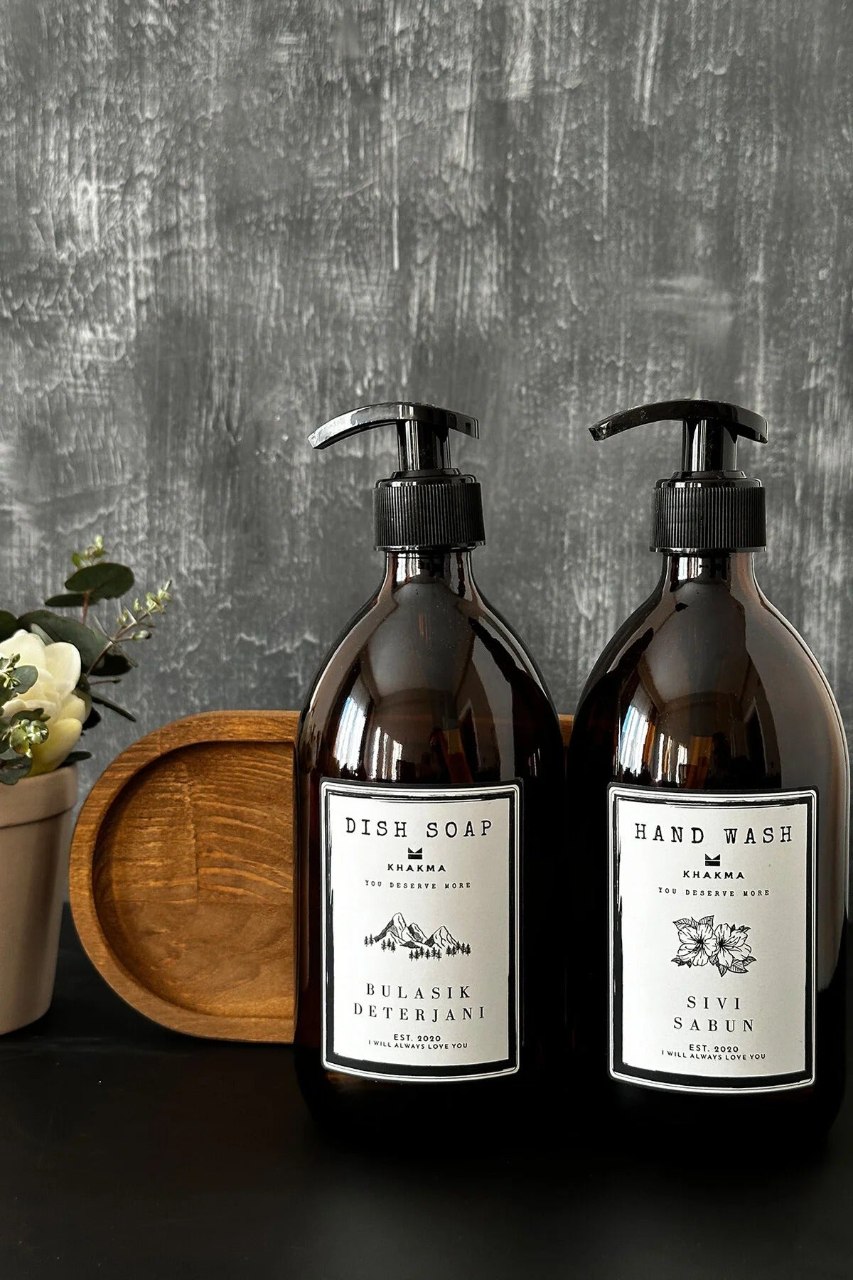 2'li Bulaşık Deterjanı Ve Sıvı Sabun Şişesi Stantlı Sabunluk Seti 500ml Bb-hd-st