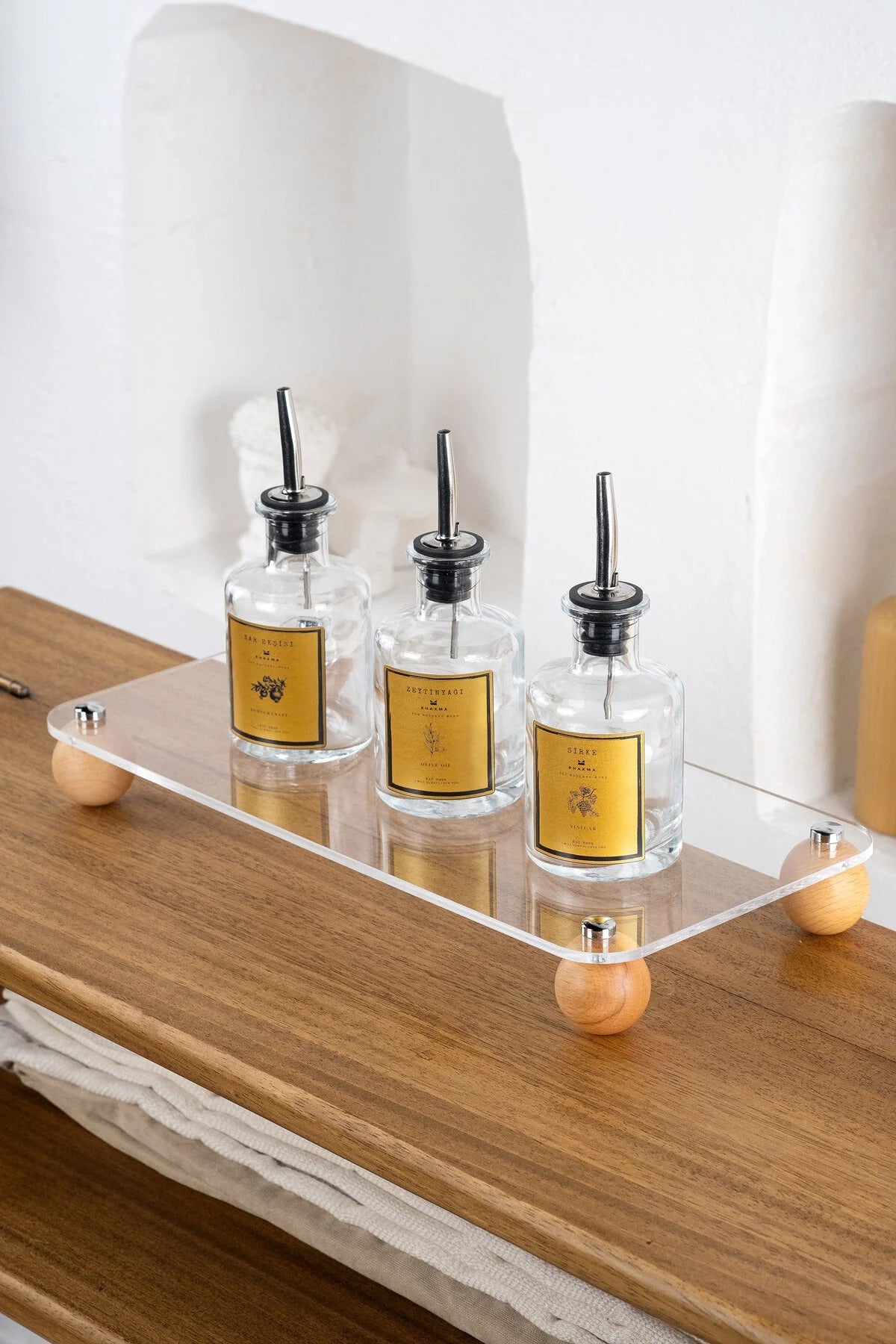 Ahşap Top Ayaklı Pinterest Şeffaf Organizer Düzenleyici Stant Büyükdörtgenplex