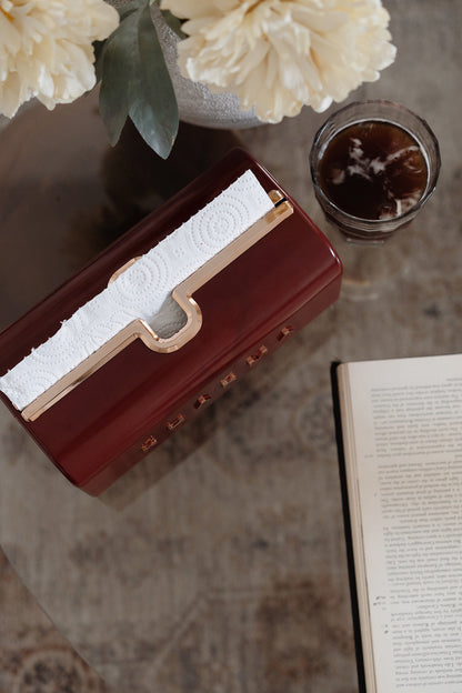 Maroon Kağıt Havlu Tutucu & Peçetelik – Şık Tasarımlı Dekoratif  Fonksiyonel Peçetelik