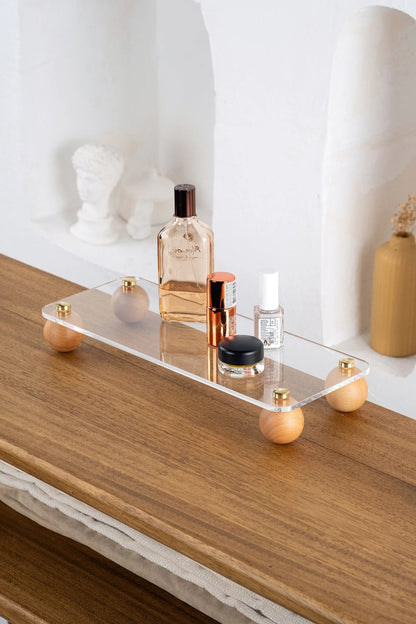 Ahşap Top Ayaklı Pinterest Şeffaf Organizer Düzenleyici Stant ORTADÖRTGENPLEX