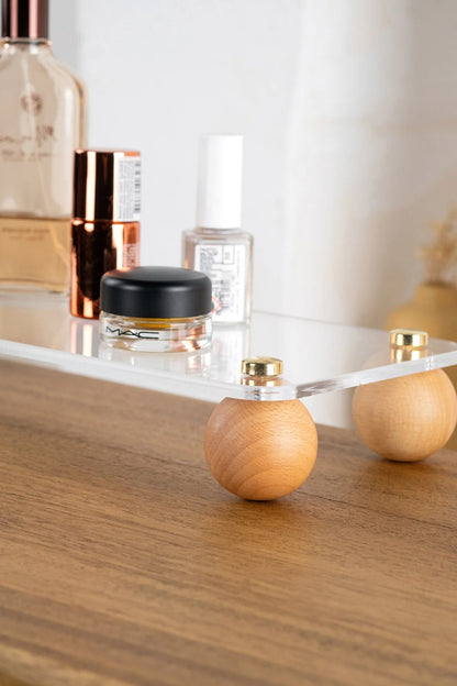 Ahşap Top Ayaklı Pinterest Şeffaf Organizer Düzenleyici Stant ORTADÖRTGENPLEX