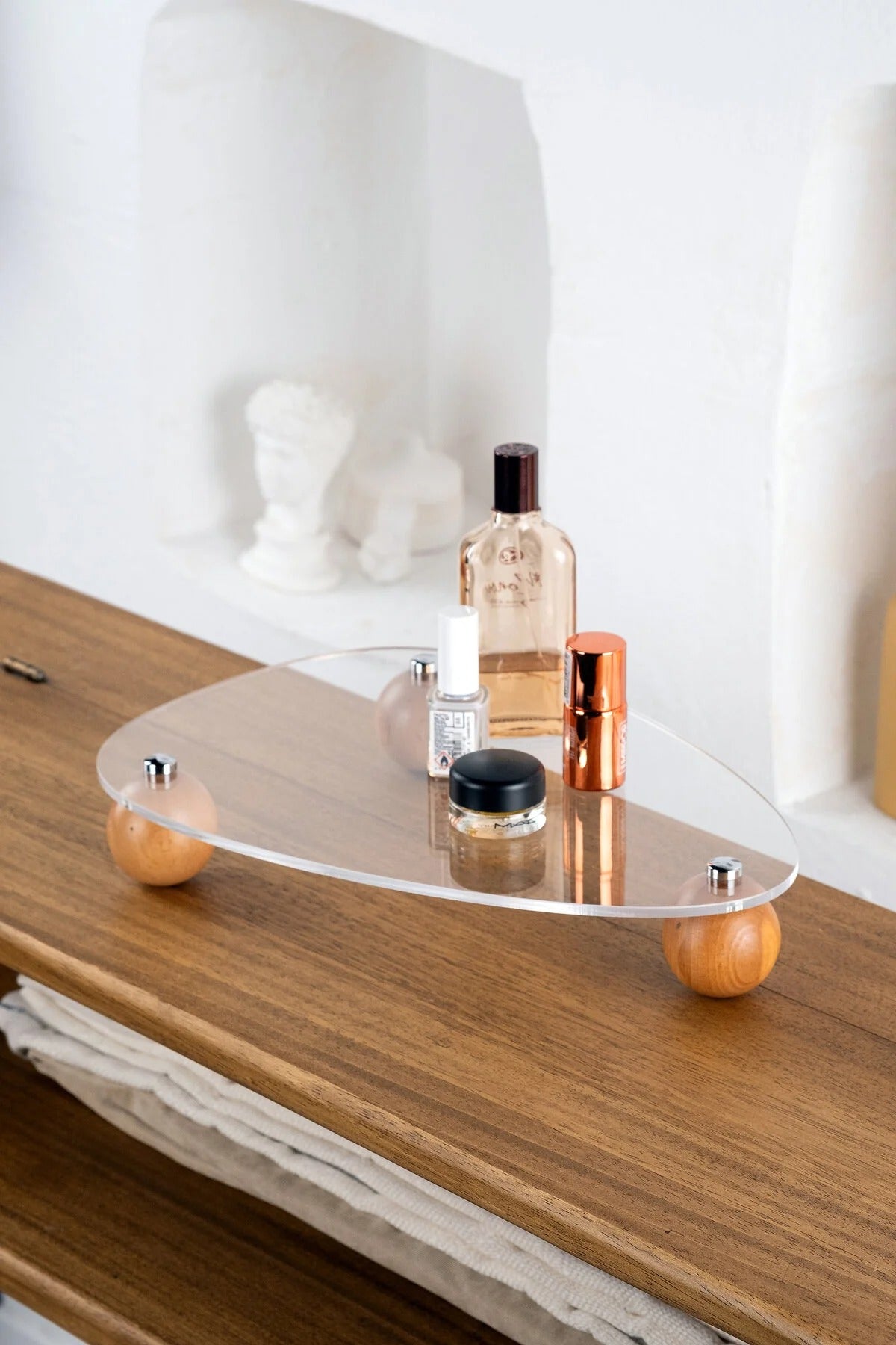 Ahşap Top Ayaklı Pinterest Şeffaf Organizer Düzenleyici Stant OVALÜÇGENPLEX