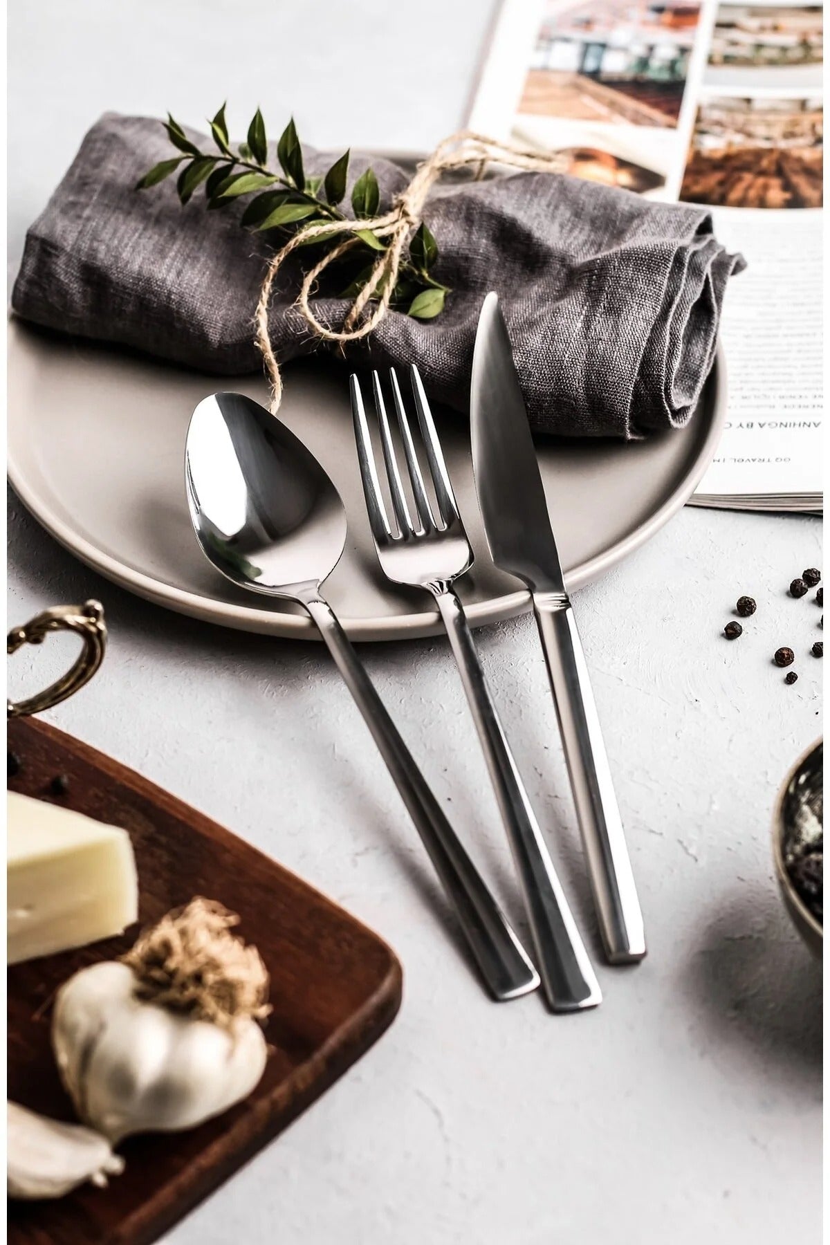 12 Kişilik 36 Parça Pırlanta Çelik Çatal Bıçak Kaşık Seti Pır3lü12k36p