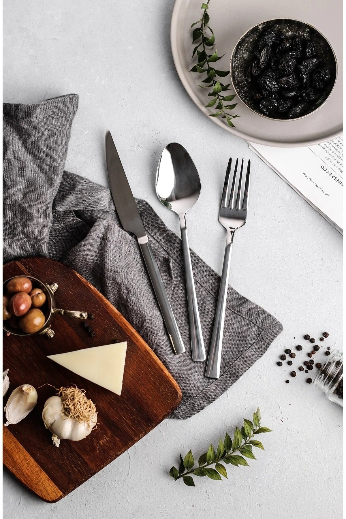 12 Kişilik 36 Parça Pırlanta Çelik Çatal Bıçak Kaşık Seti Pır3lü12k36p