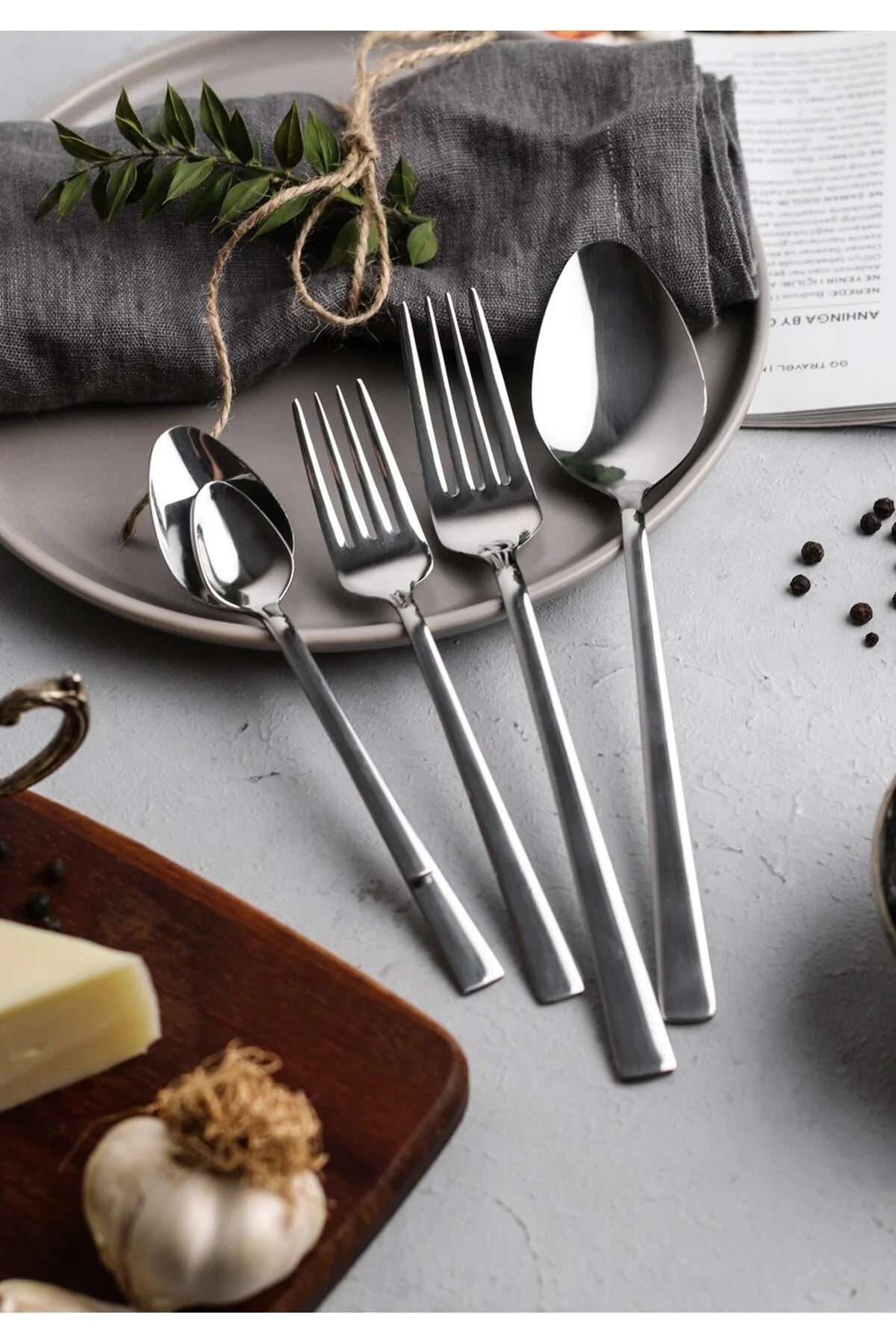 6 Kişilik 30 Parça Pırlanta Çelik Çatal Kaşık Seti PIR5Lİ6K30P