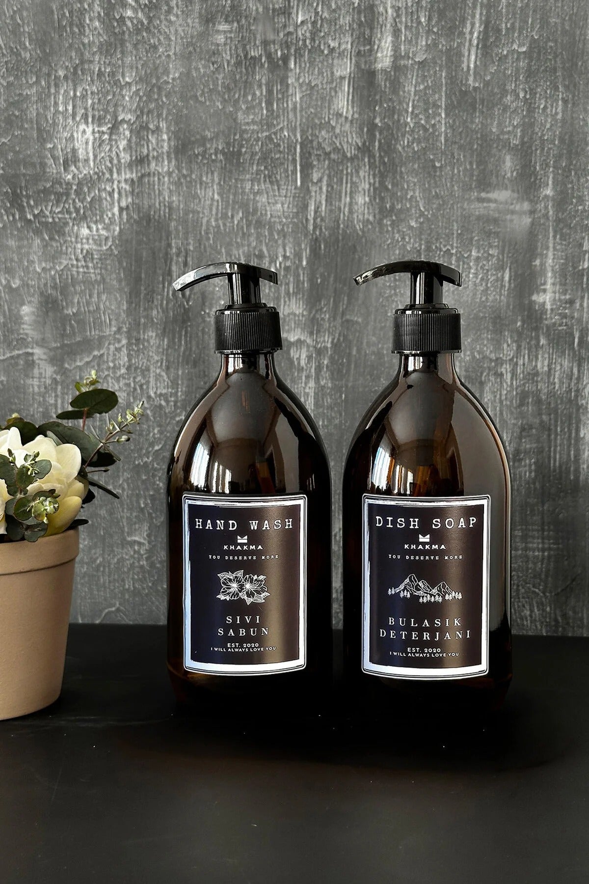 2’li Dispenser Seti – 500 ml Sıvı Sabun ve Bulaşık Deterjanı Şişesi - SS-HD