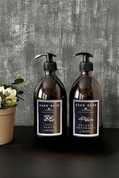 2’li Dispenser Seti – 500 ml Sıvı Sabun ve Bulaşık Deterjanı Şişesi - SS-HD