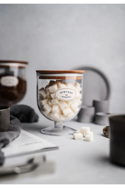 DEKORATİF VAKUM-AHŞAP KAPAKLI MİKA 0,8lt MISIR GEVREĞİ-YULAF-KURABİYE-KURUYEMİŞ SAKLAMA KABI