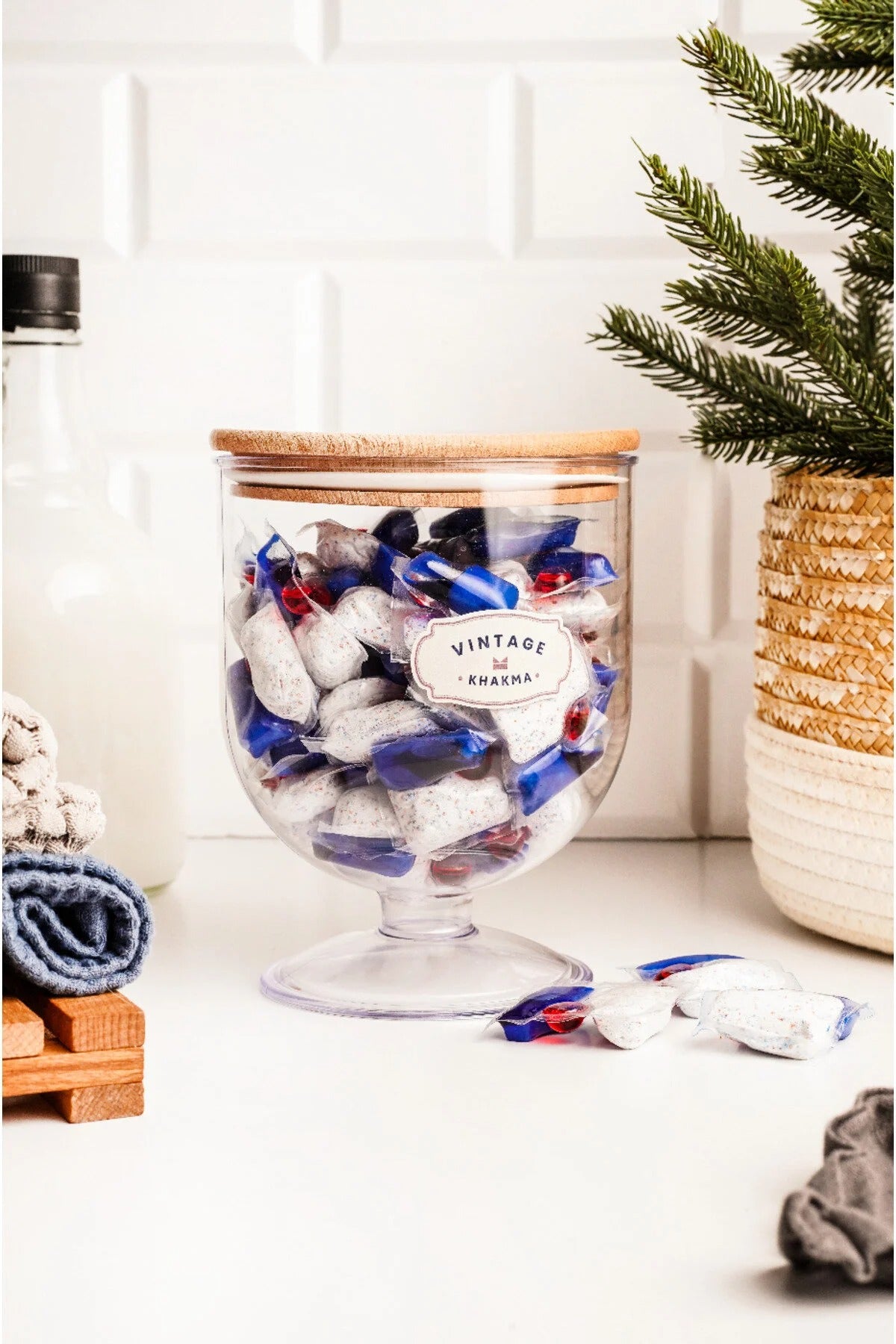 DEKORATİF VAKUM-AHŞAP KAPAKLI MİKA 1,5lt BULAŞIK MAKİNASI TABLET SAKLAMA KUTUSU