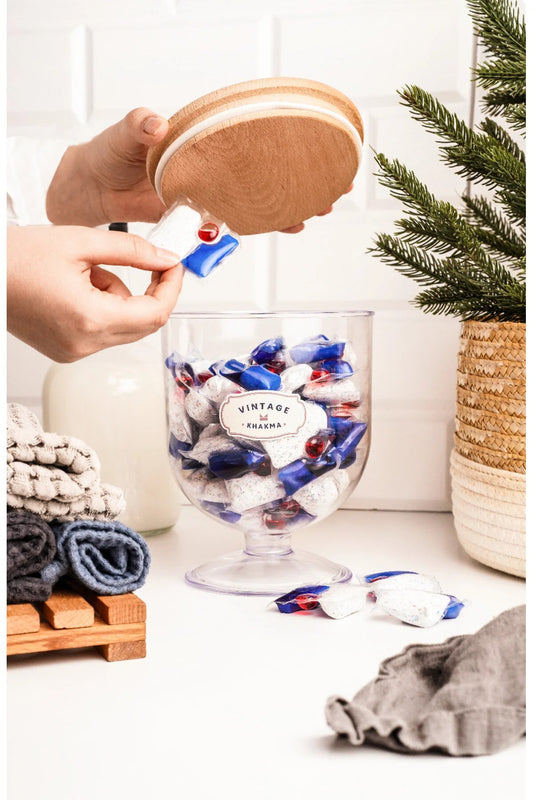 DEKORATİF 2 ADET VAKUM-AHŞAP KAPAKLI MİKA 1,5lt MISIR GEVREĞİ-YULAF-KURABİYE-KURUYEMİŞ SAKLAMA KABI