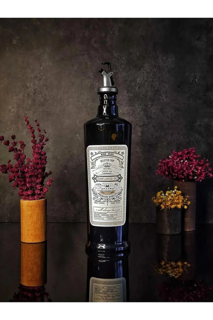 750 ml Italyan Cam Yağdanlık, Vintage Yağdanlık Ayçiçeği Gümüş