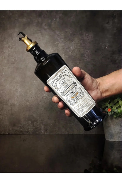 750 ml Italyan Cam Yağdanlık, Vintage Yağdanlık Ayçiçeği Gold