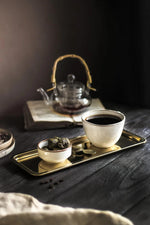 Görseli Galeri görüntüleyiciye yükleyin, Dörtgen Gold Sunum Tepsisi Dekoratif Çay Kahve Servis Tepsisi
