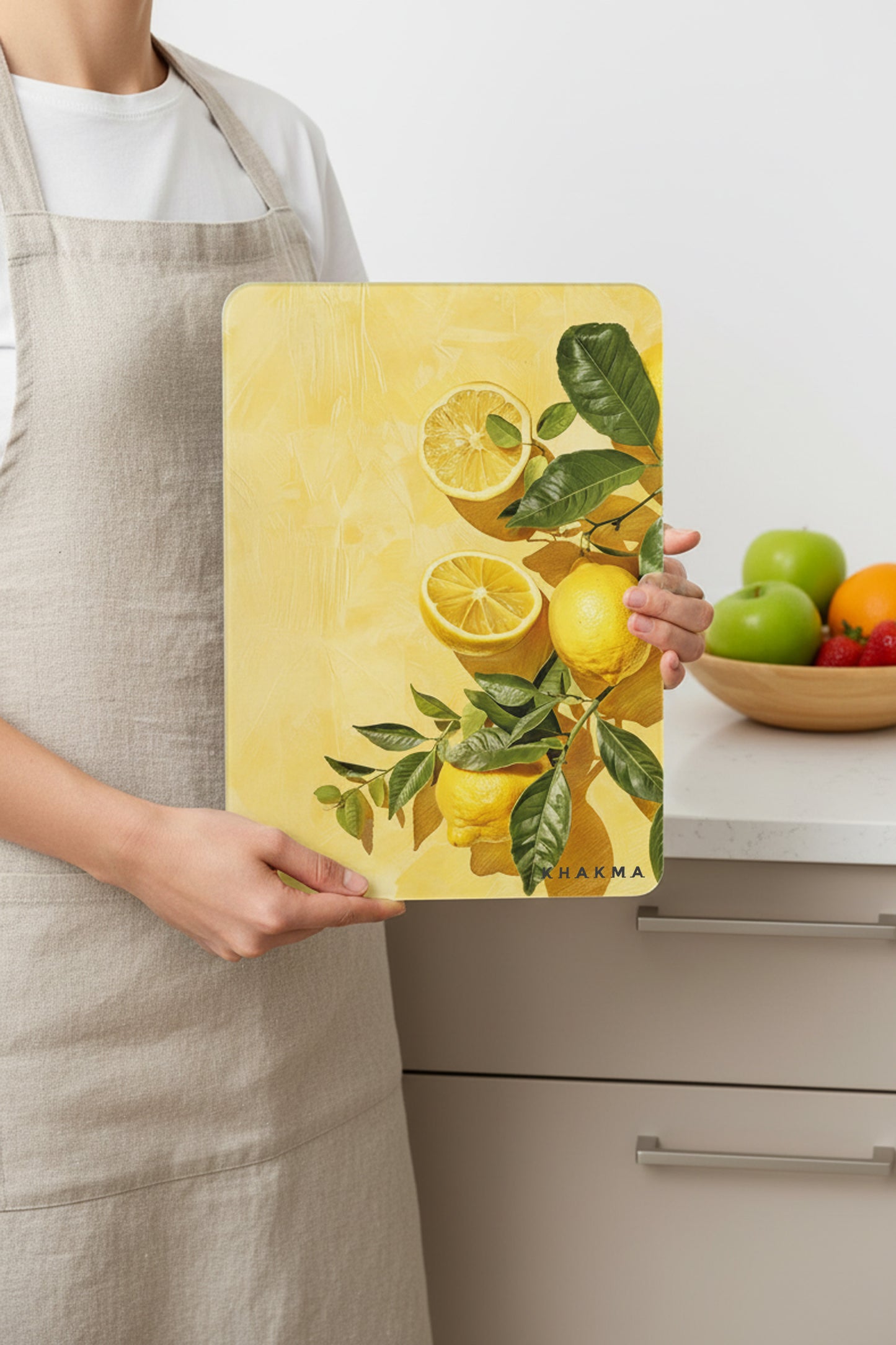 LemonArt Cam Kesme Tahtası – 25x35 cm | Temperli Cam