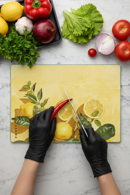 LemonArt Cam Kesme Tahtası – 25x35 cm | Temperli Cam