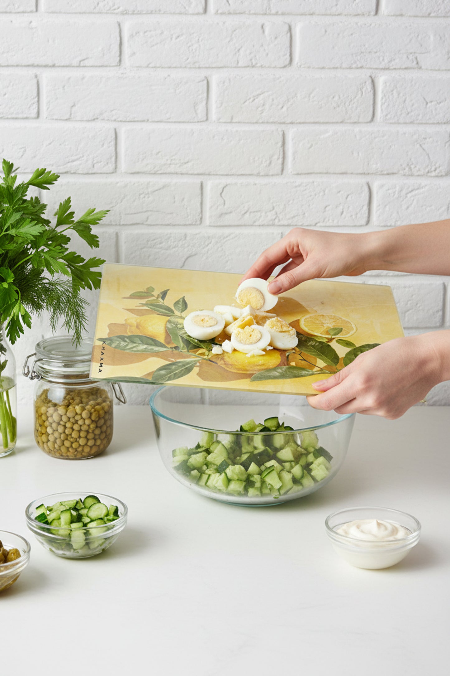 LemonArt Cam Kesme Tahtası – 25x35 cm | Temperli Cam