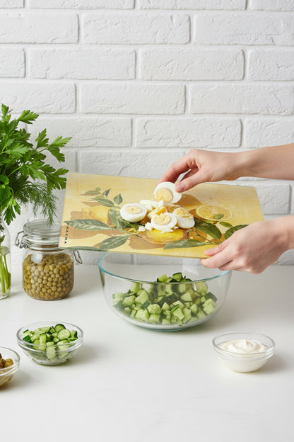 LemonArt Cam Kesme Tahtası – 25x35 cm | Temperli Cam