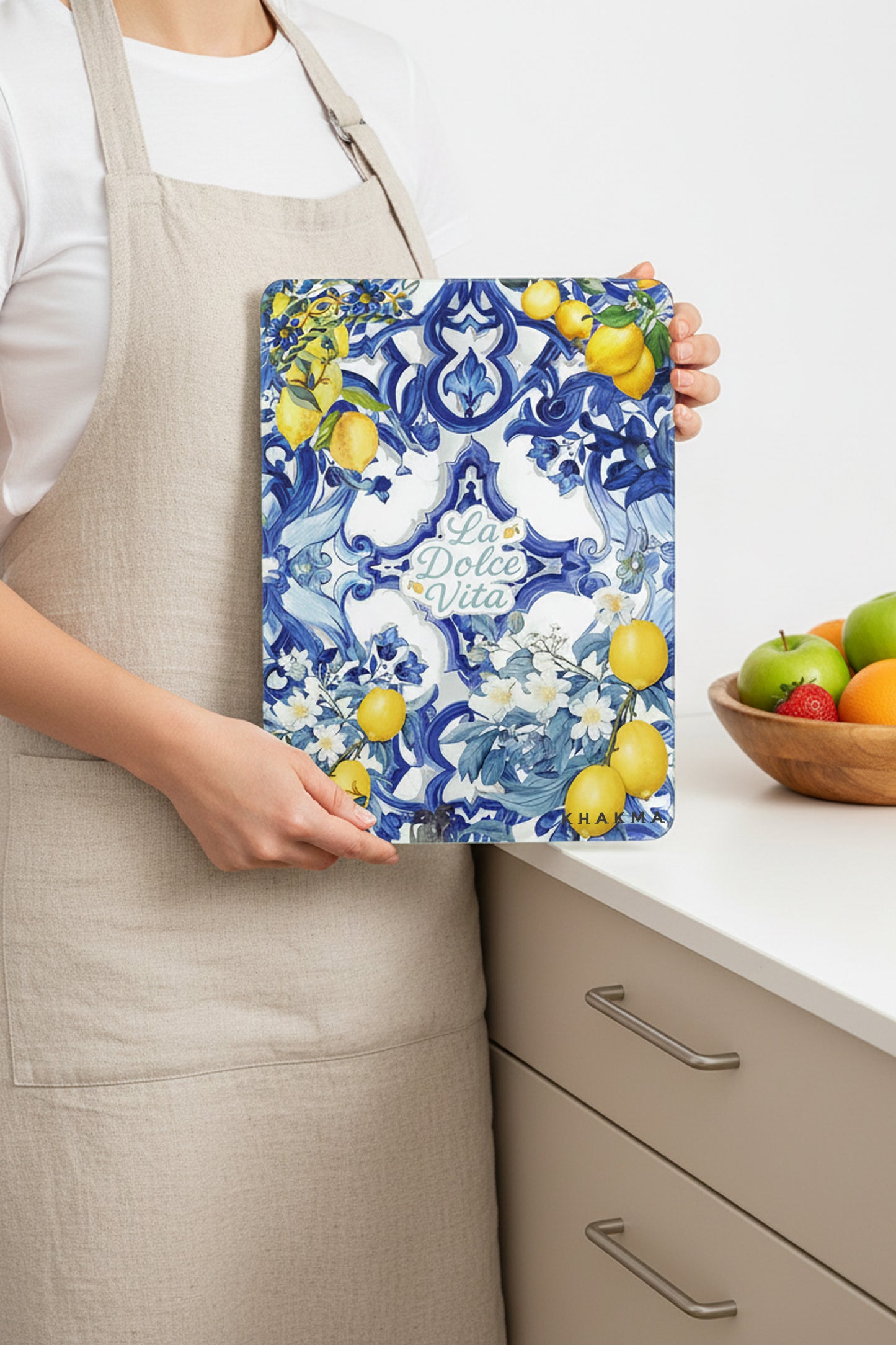 Temperli Cam Kesme Tahtası – 25x35 cm İtalyan Seramik Desenli