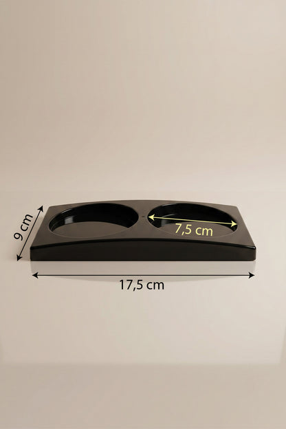 Siyah sabunluk standı ölçüleri: 17,5 x 9 cm, yuva çapı 7,5 cm