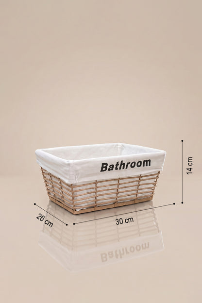 Bej küçük boy hasır sepet ölçüleri: 30 x 20 cm, 14 cm yükseklik