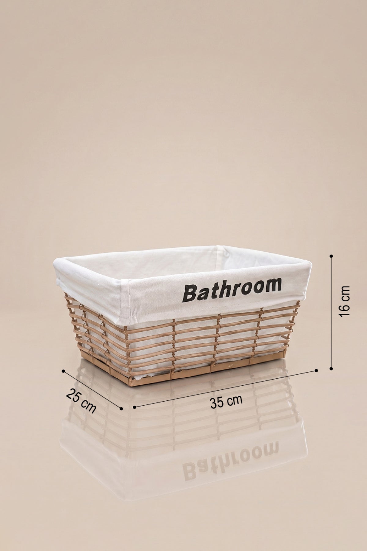 Bej orta boy hasır sepet ölçüleri: 35 x 25 cm, 16 cm yükseklik