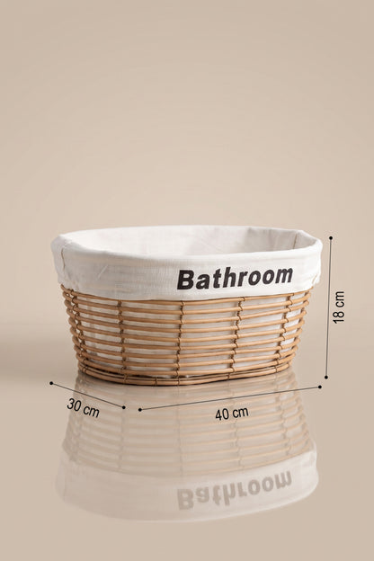 Büyük boy bej oval sepet ölçüleri: 40 x 30 cm, 18 cm yükseklik