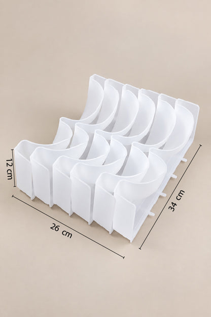 Sütyen düzenleyici organizer ölçü çizimi: 34 cm, 26 cm ve 12 cm yükseklik