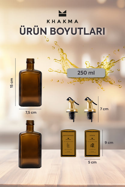 Amber cam yağdanlık ölçüleri: 15 cm yükseklik, 7,5 cm genişlik, 250 ml