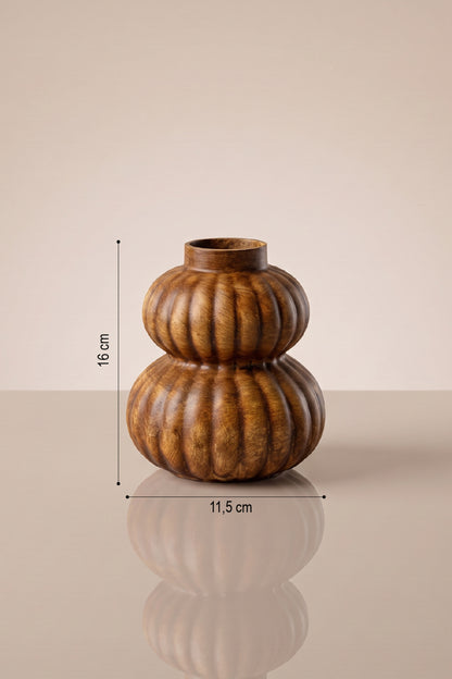 Kahverengi bal kabağı vazonun 16 cm yükseklik ve 11,5 cm genişlik ölçüleri