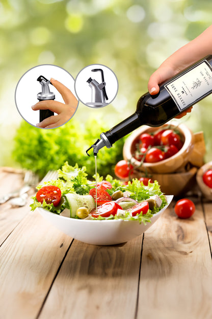 Salata üzerine dökme başlıklı yağdanlıktan zeytinyağı dökülmesi
