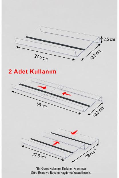 Baharatlık standı ölçüsü 27,5 x 13,5 x 2,5 cm ve iki standın yan yana kullanımı