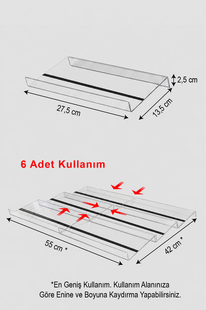 Altı baharatlık standının birlikte kullanımı, 55 x 42 cm'ye kadar yerleşim