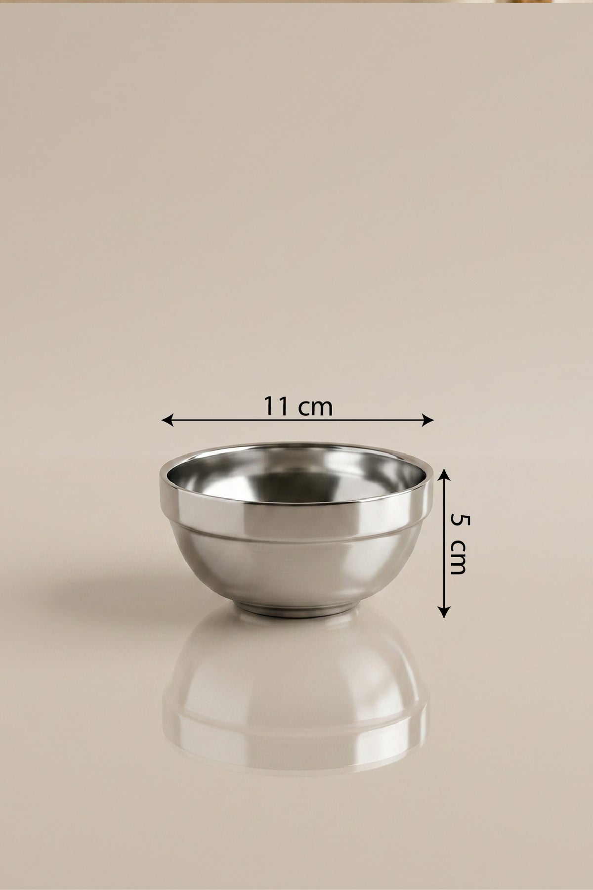 3'lü set için 11 cm çap ve 5 cm yükseklik ölçü görseli