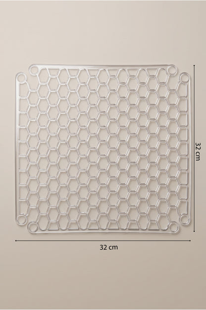 32x32 cm ölçü çizgileriyle şeffaf silikon lavabo ve buzluk matı
