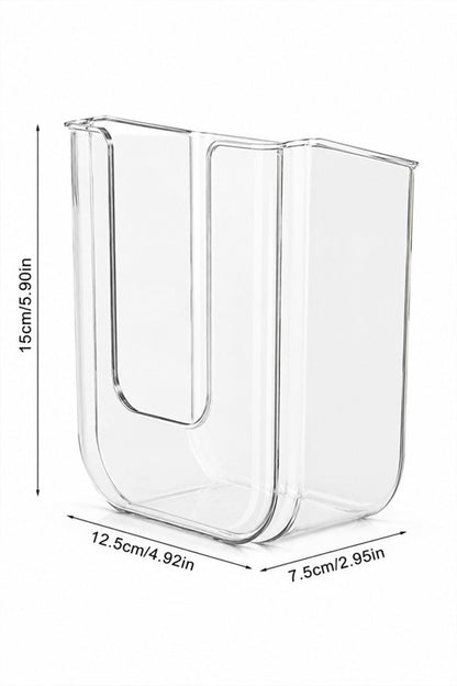 15 x 12,5 x 7,5 cm ölçüleri işaretli şeffaf akrilik ıslak mendil tutucu