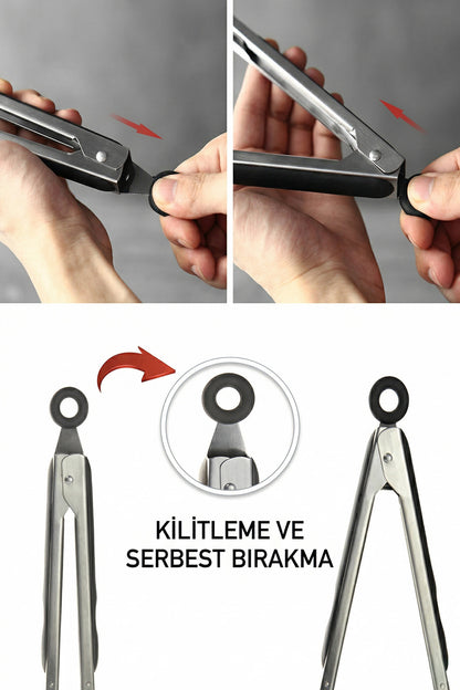 Spatula maşanın halkası çekilerek kilitlenmesi ve serbest bırakılması