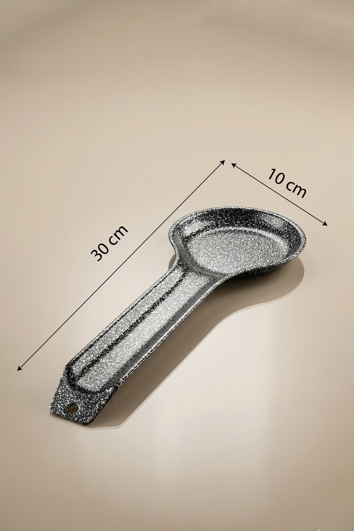 Gri benekli kepçe altlığı 30x10 cm ölçü çizgileriyle