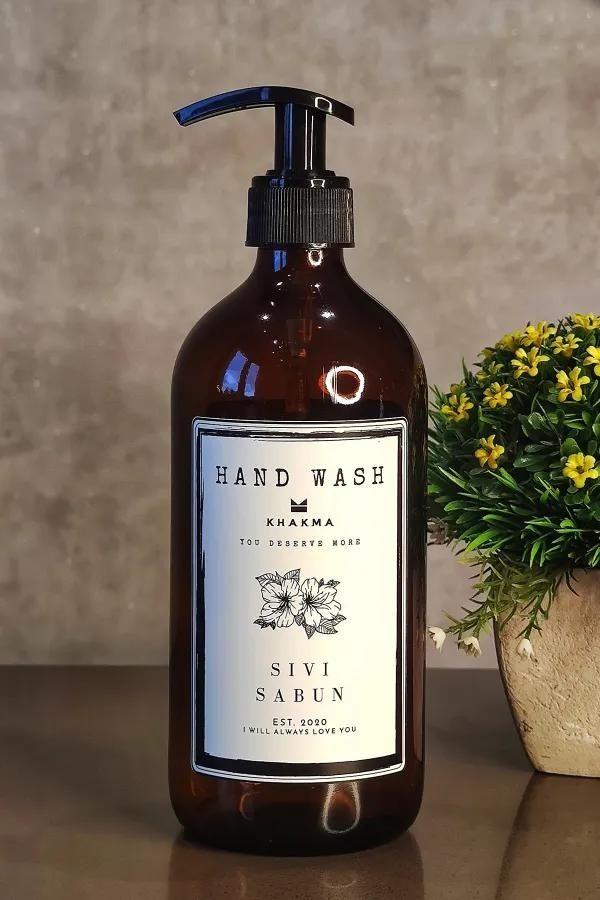 Modern Amber Cam Sıvı Sabun Şisesi 500 ml Sabunluk Hand Wash