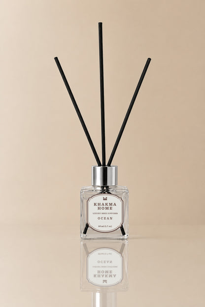 Siyah bambu çubuklu 50 ml okyanus kokulu cam oda kokusu şişesi