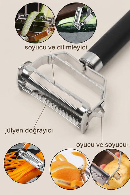 Jülyen soyacağın düz soyma ve tırtıklı jülyen bıçağı detayları