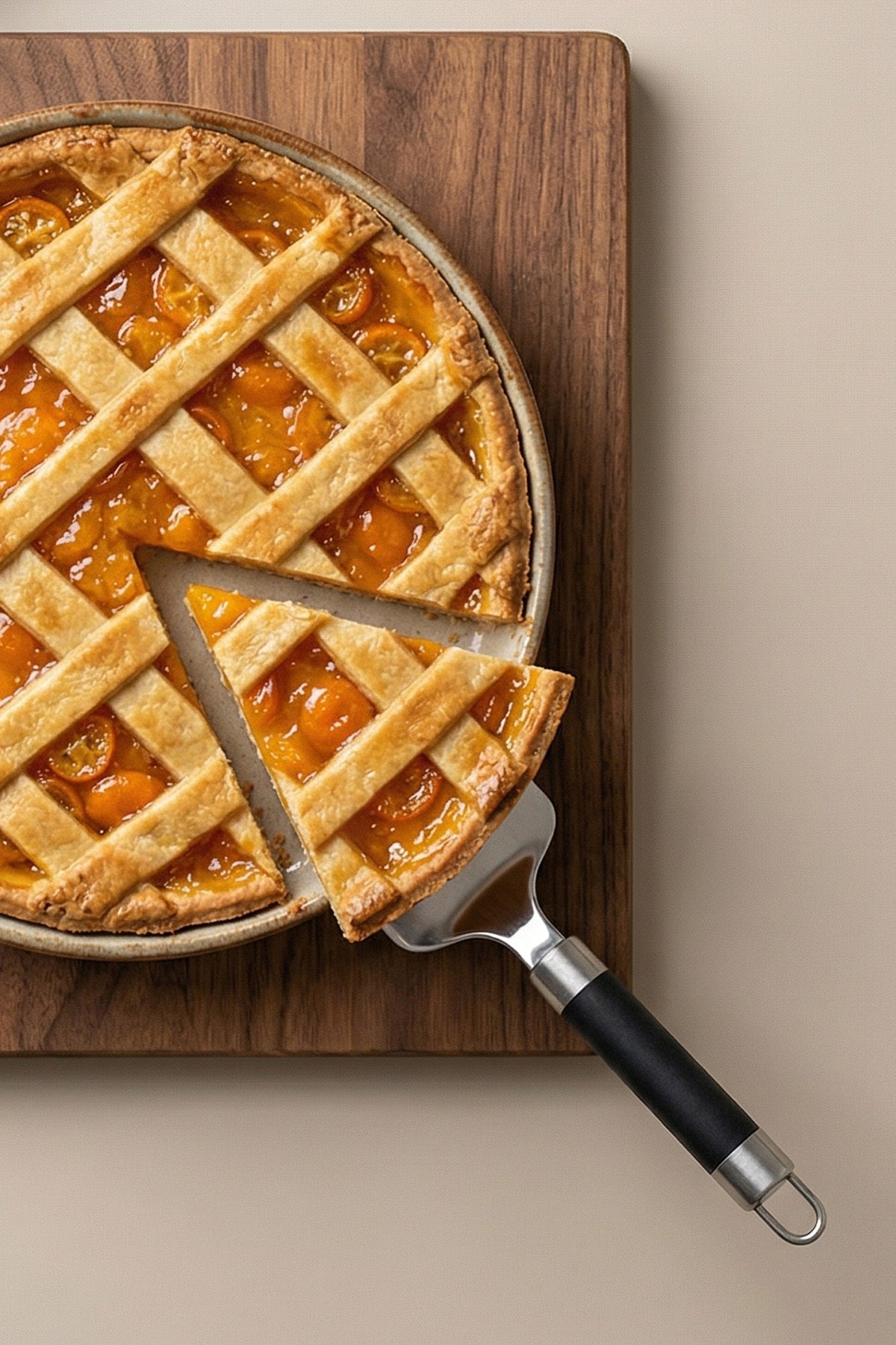 Kafesli tarttan dilim kaldıran paslanmaz çelik pasta servis spatulası